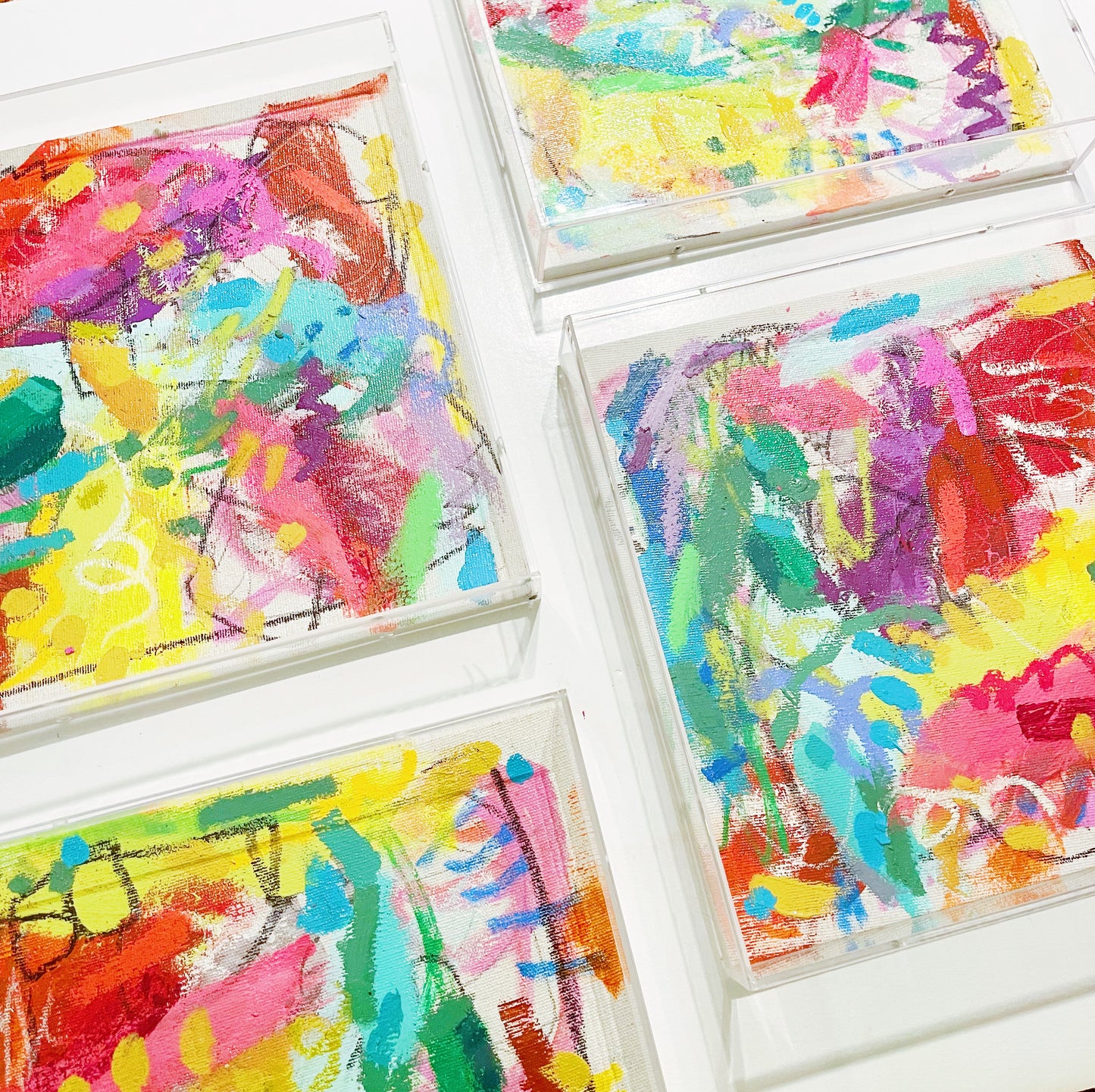 Fun Fete Abstract Paintings Acrylic Box Framed