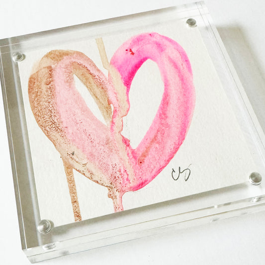 Acrylic Block Drippy Heart Painting