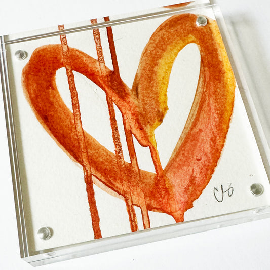 Acrylic Block Drippy Heart Painting