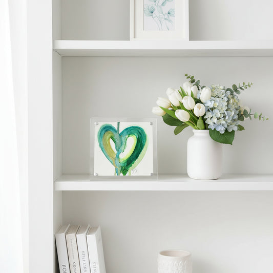 Acrylic Block Drippy Heart Painting