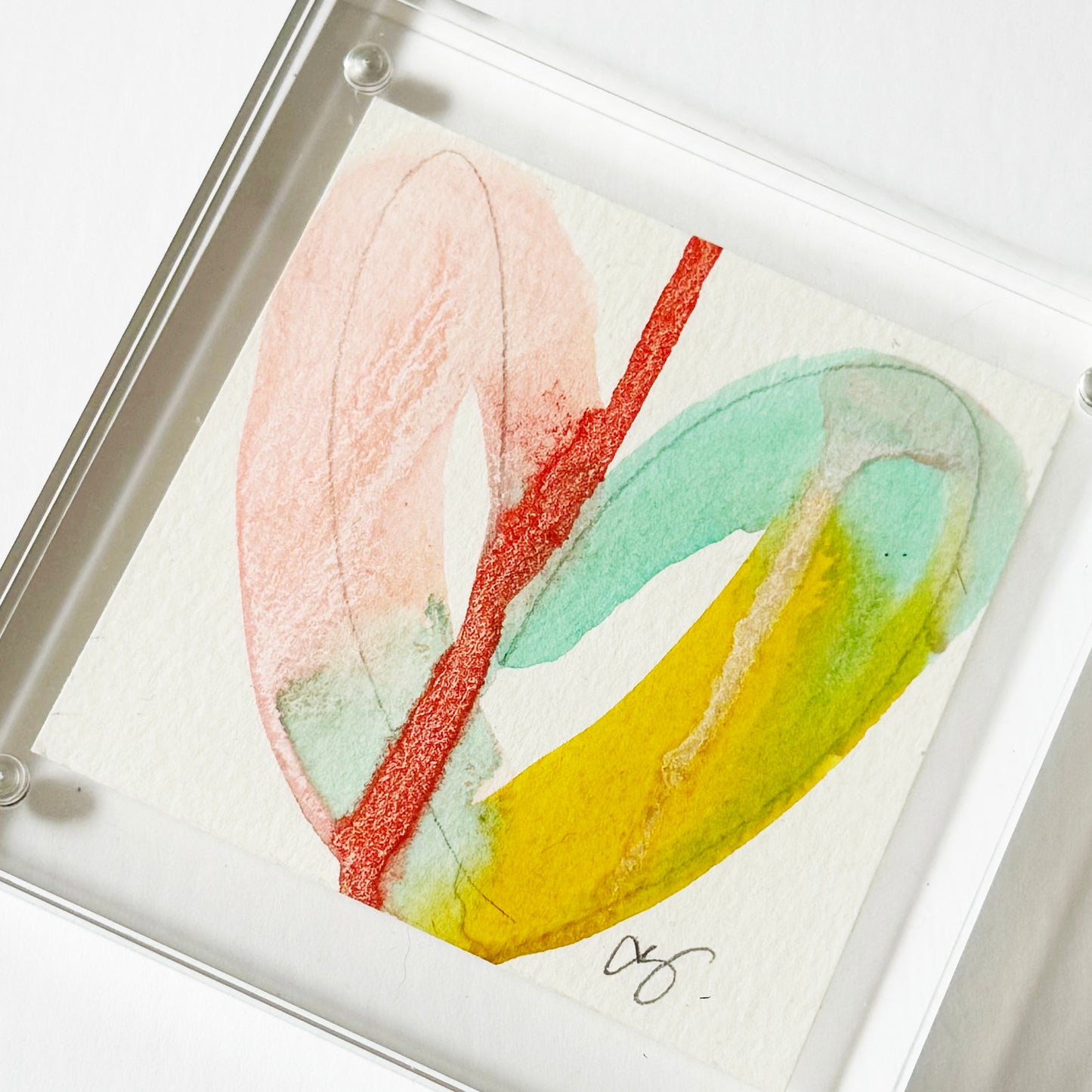 Acrylic Block Drippy Heart Painting
