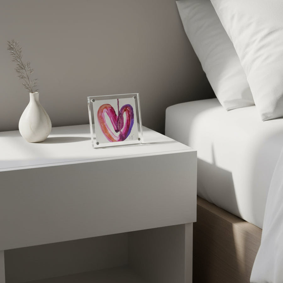 Acrylic Block Drippy Heart Painting