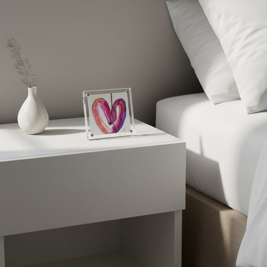 Acrylic Block Drippy Heart Painting