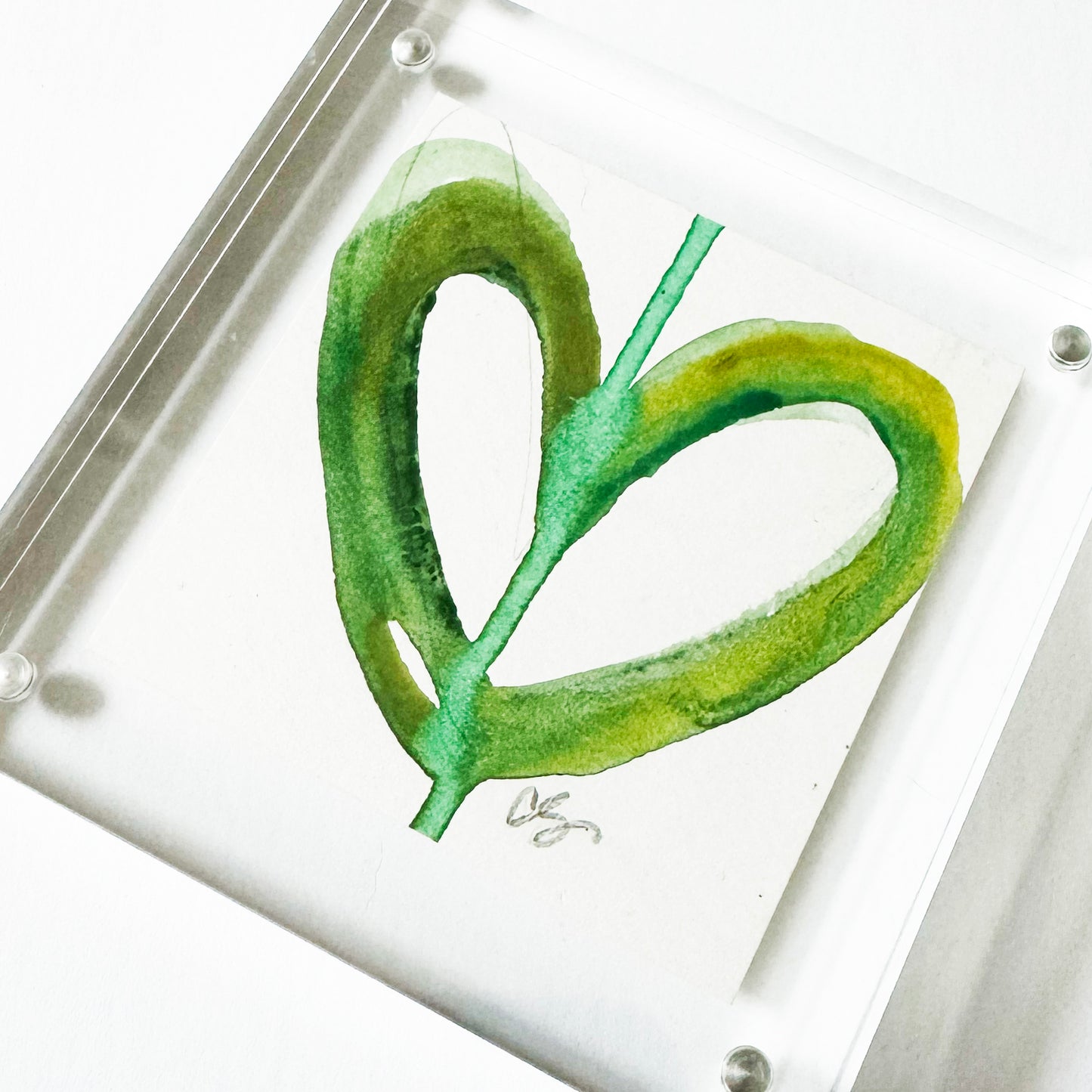 Acrylic Block Drippy Heart Painting