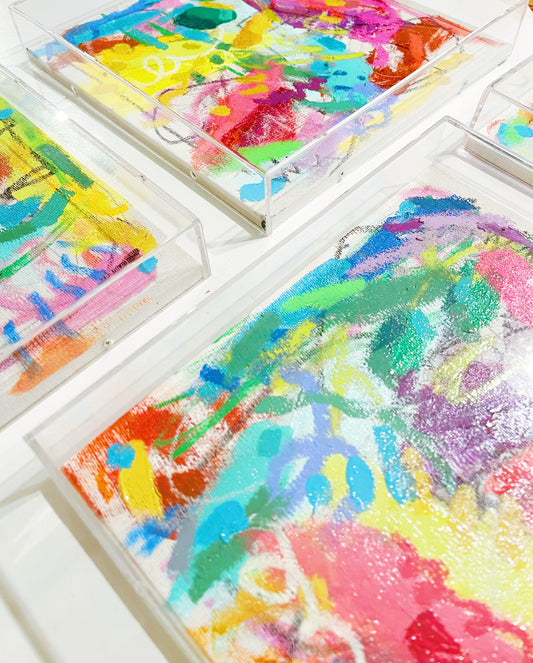 Fun Fete Abstract Paintings Acrylic Box Framed