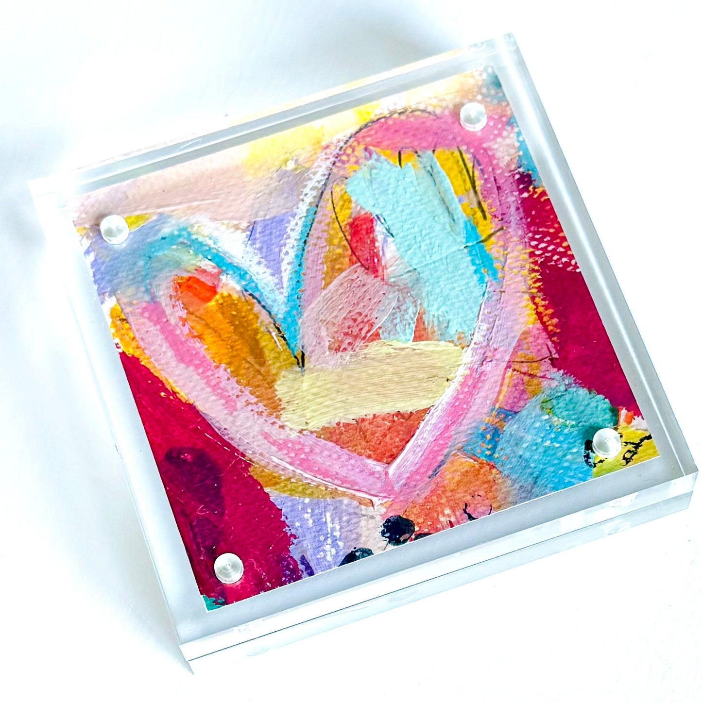Acrylic Block Heart Painting: Loud Love (No. 7 of 10)