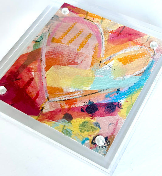 Acrylic Block Heart Painting: Loud Love (No. 1 of 10)
