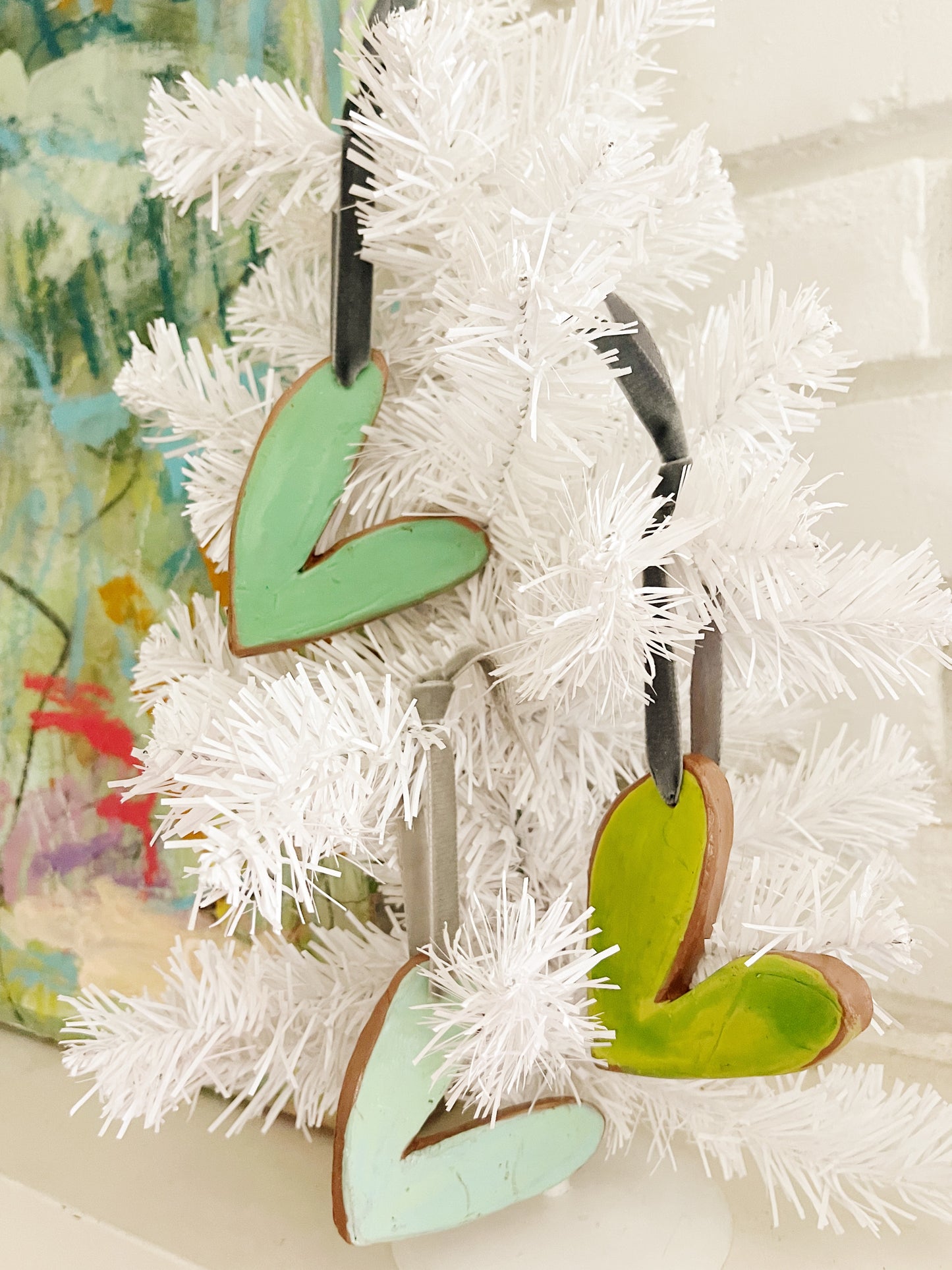 Handmade Terra Cotta Lime Signature Heart Ornament