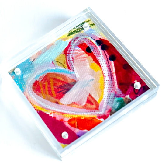 Acrylic Block Heart Painting: Loud Love (No. 8 of 10)