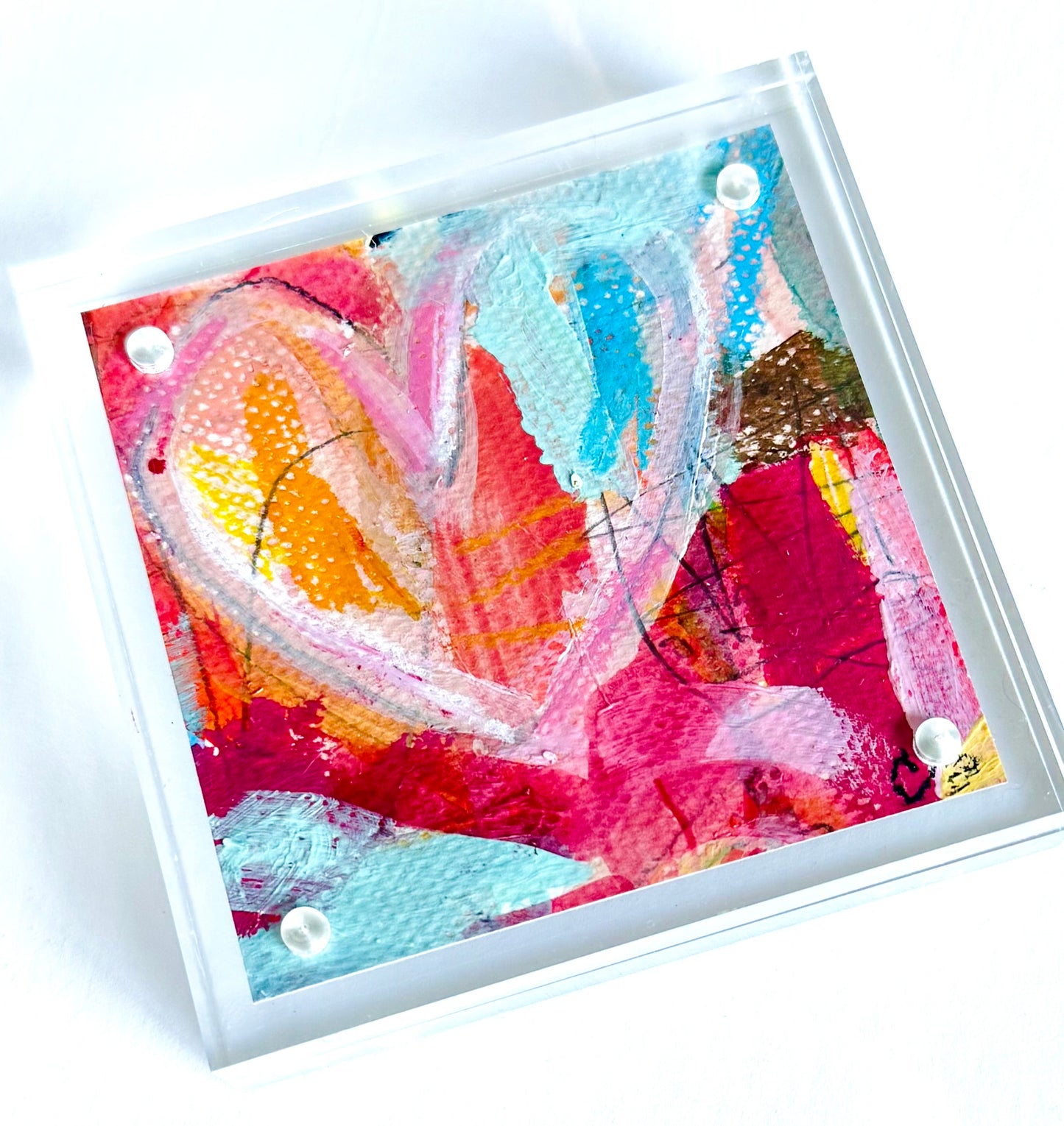 Acrylic Block Heart Painting: Loud Love (No. 4 of 10)