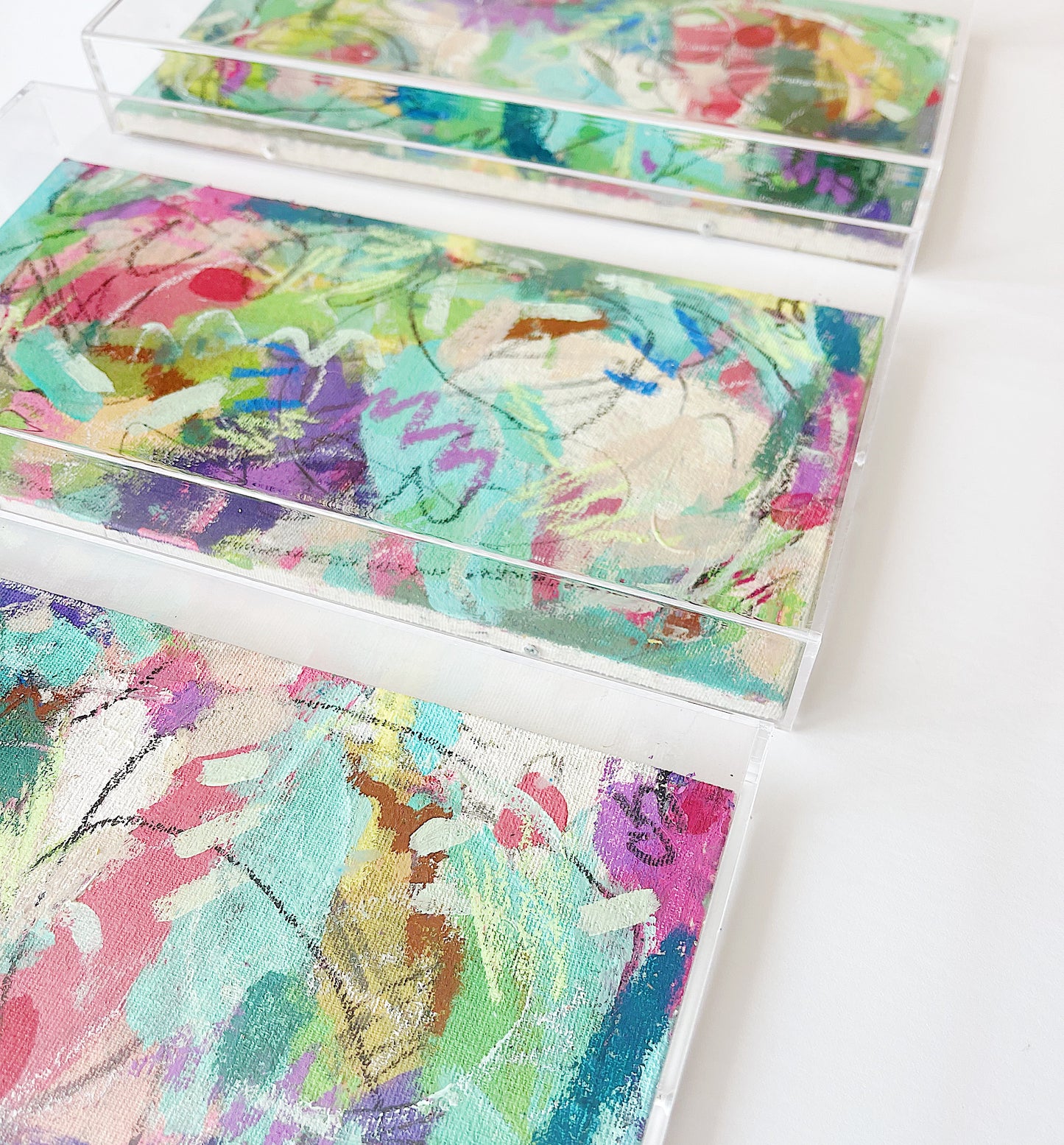 Fun Fete Abstract Painting Acrylic Box Framed