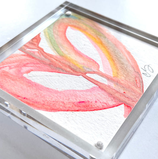 Acrylic Block Drippy Heart Painting