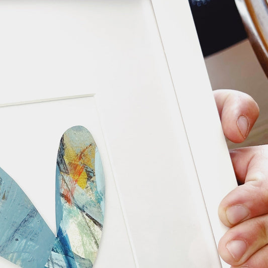 Framed Collage Heart Painting