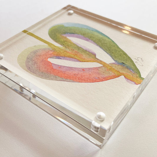 Framed Drippy Heart Acrylic Block