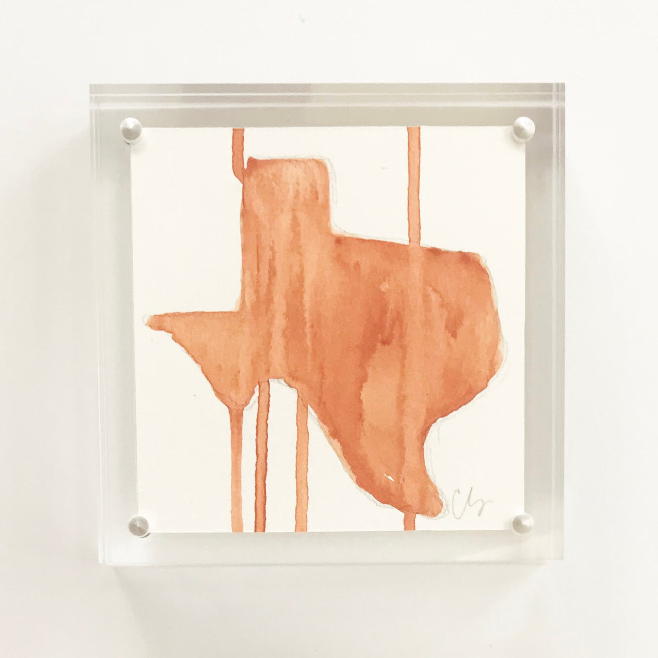 Orange Texas Original Acrylic Block Painting