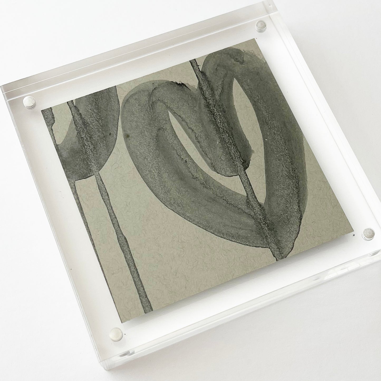 Acrylic Block Black Heart Painting