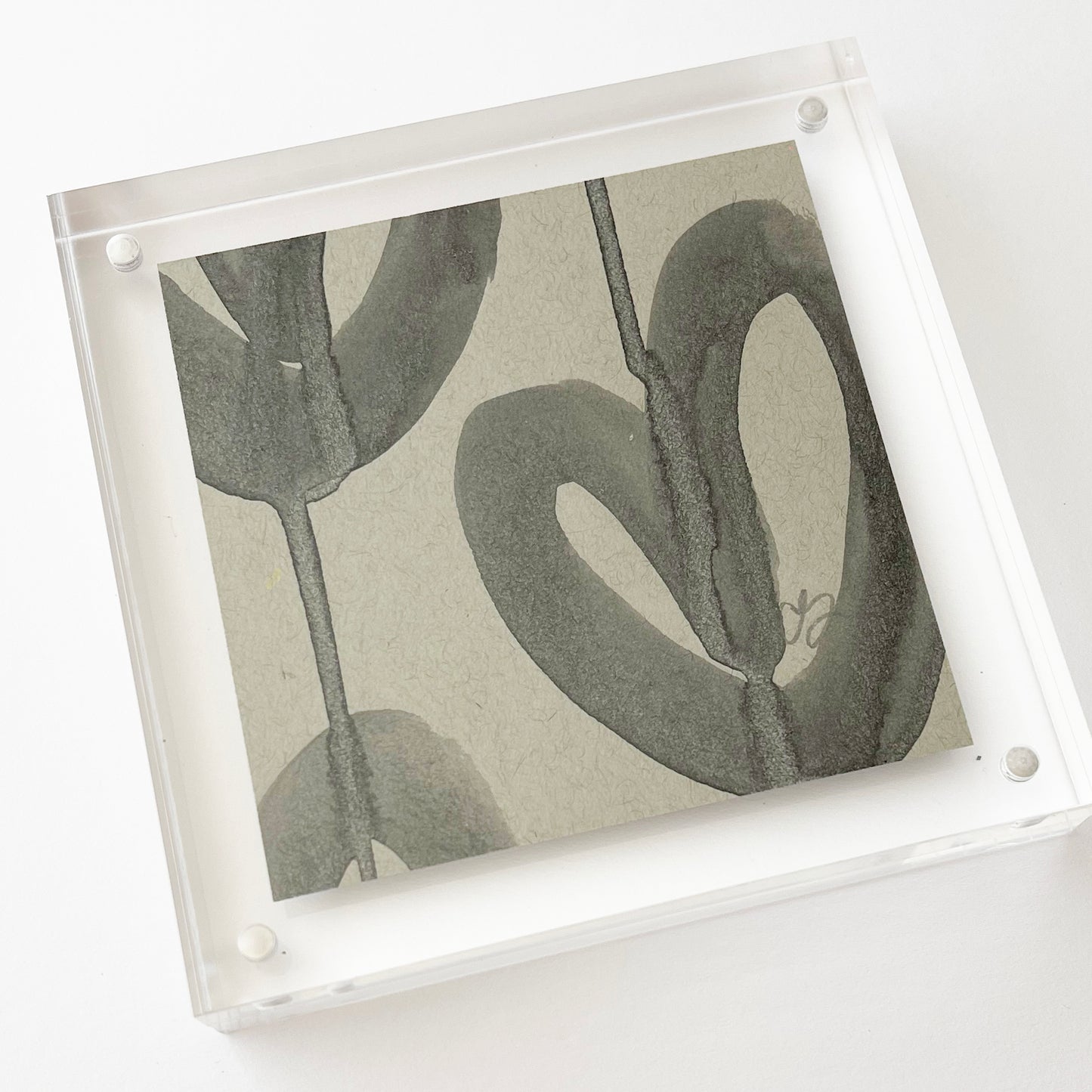 Acrylic Block Black Heart Painting