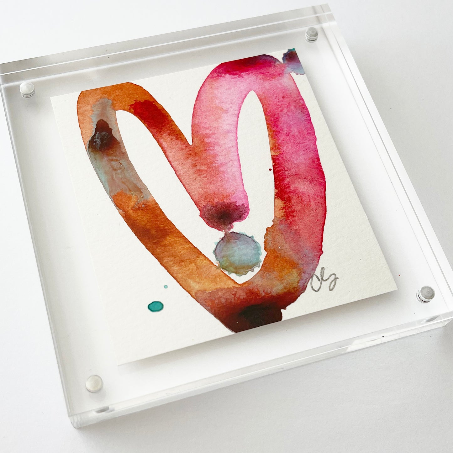 Acrylic Block Warm Heart Painting