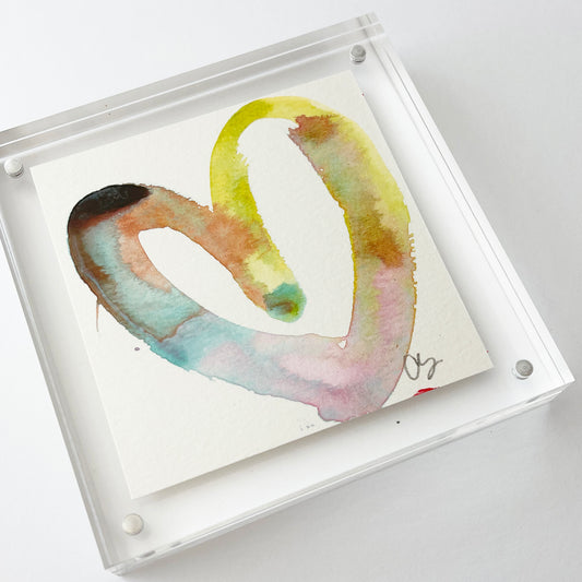 Acrylic Block Pastels Heart Painting