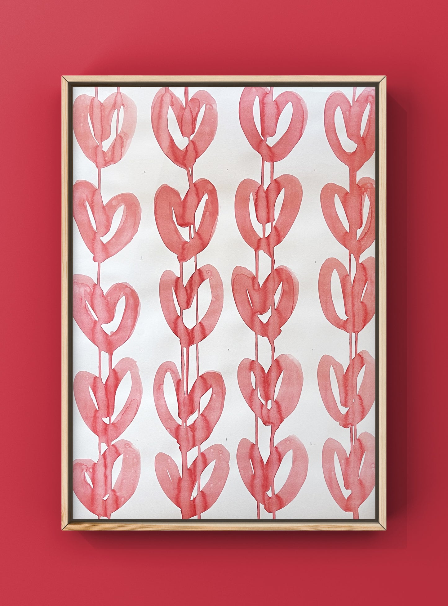 Original Red Raining Hearts Painting