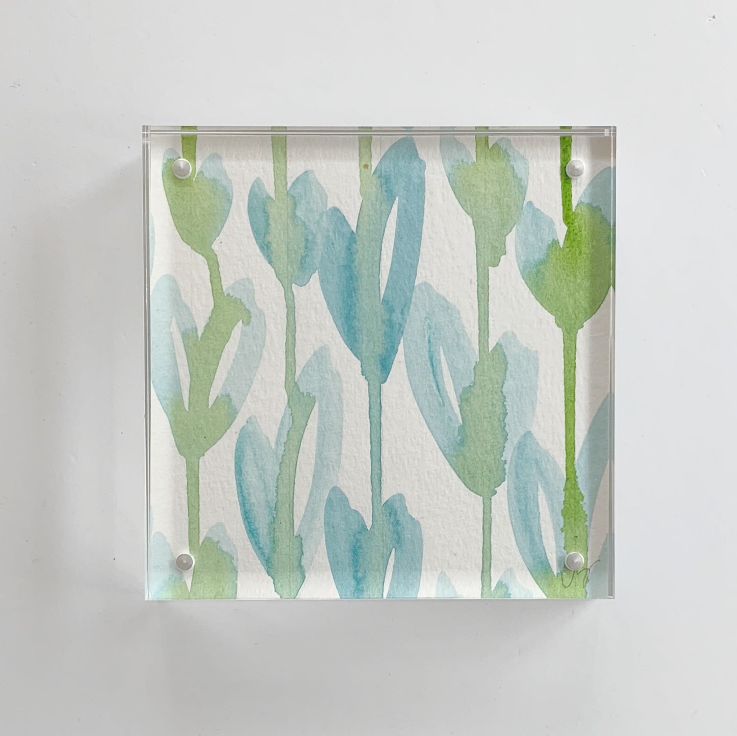 Acrylic Block Raining Hearts Painting