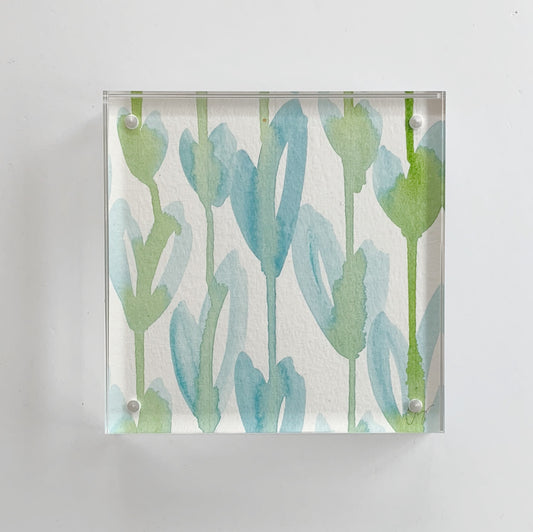 Acrylic Block Raining Hearts Painting