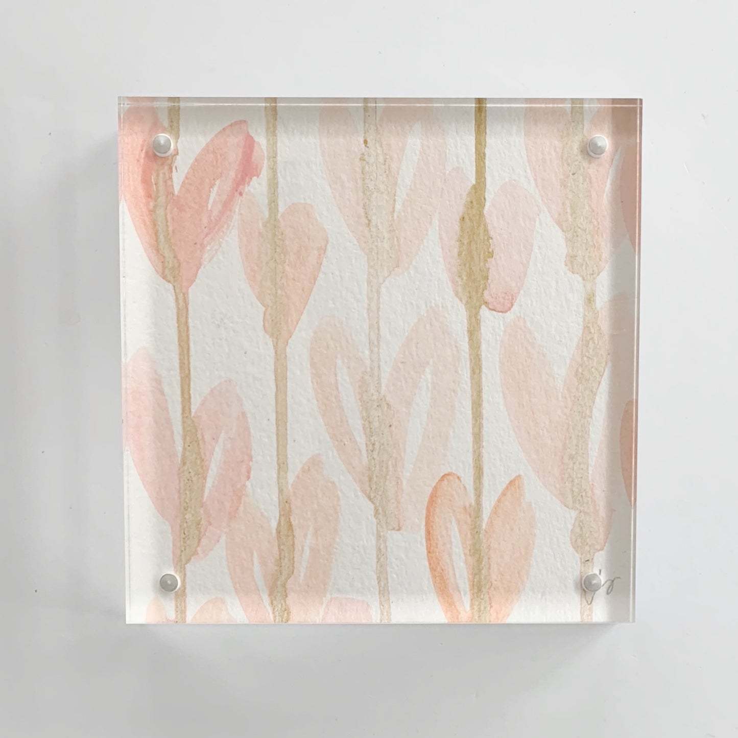 Acrylic Block Raining Hearts Painting