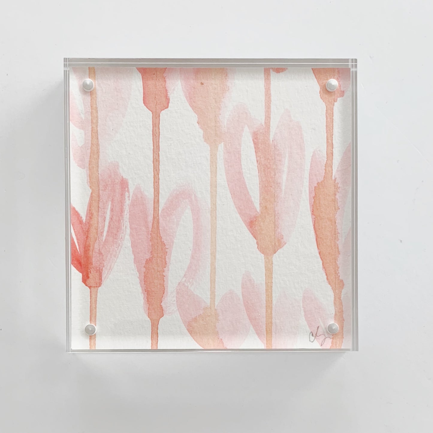 Acrylic Block Raining Hearts Painting