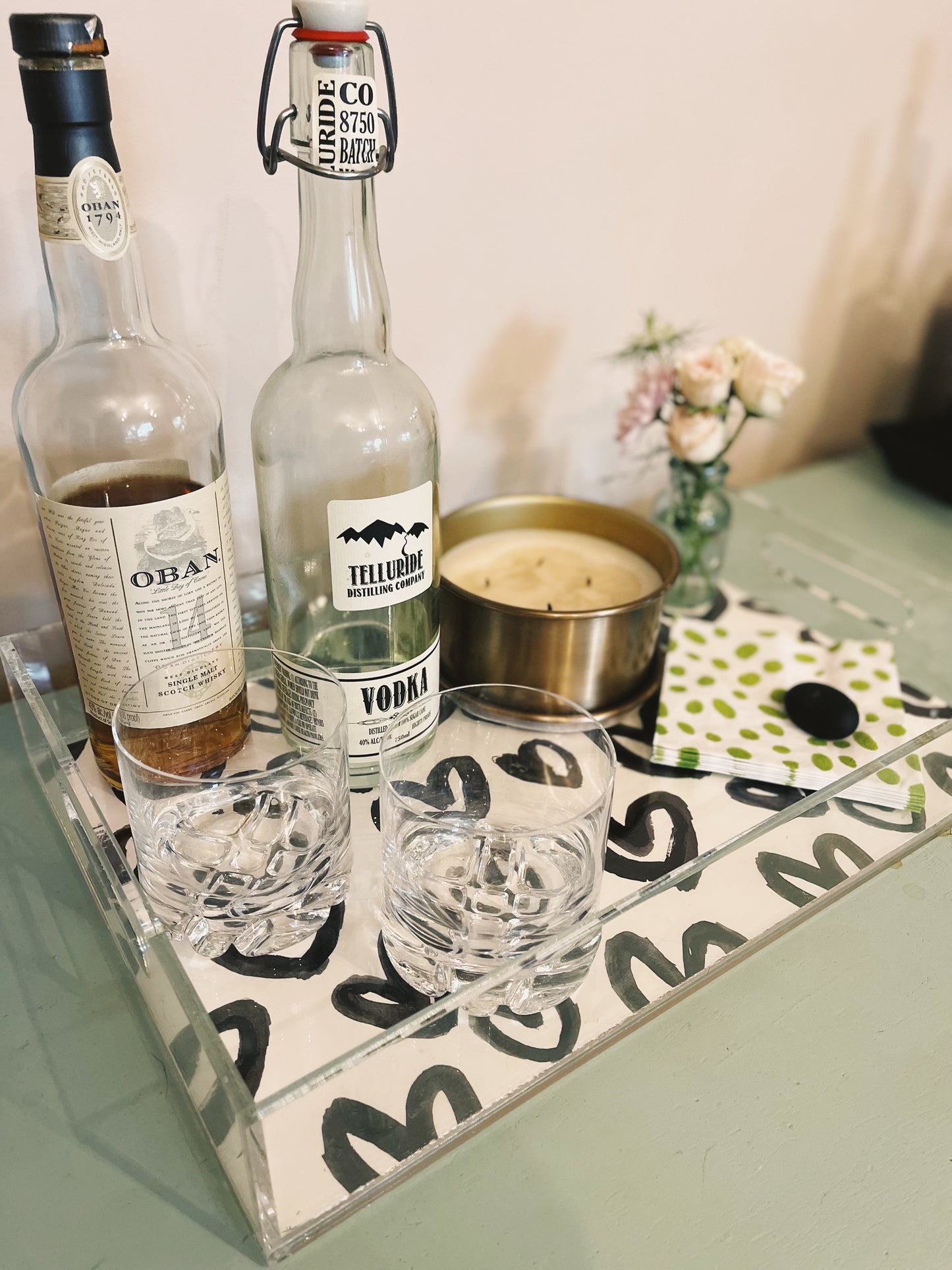 Heart Pattern Acrylic Tray