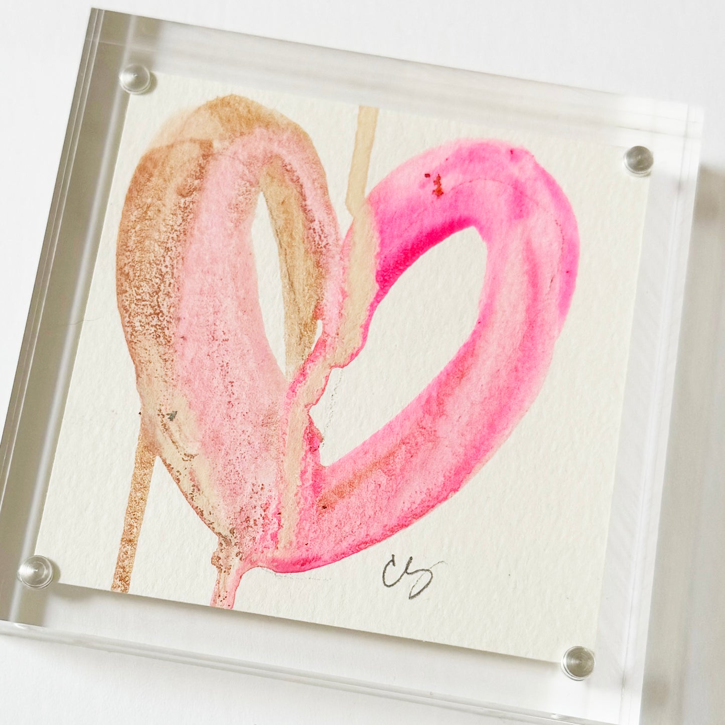Acrylic Block Drippy Heart Painting