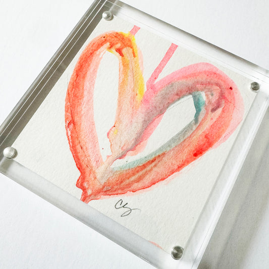 Acrylic Block Drippy Heart Painting
