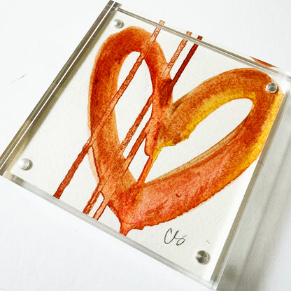 Acrylic Block Drippy Heart Painting