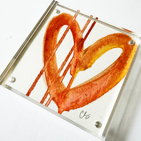 Acrylic Block Drippy Heart Painting