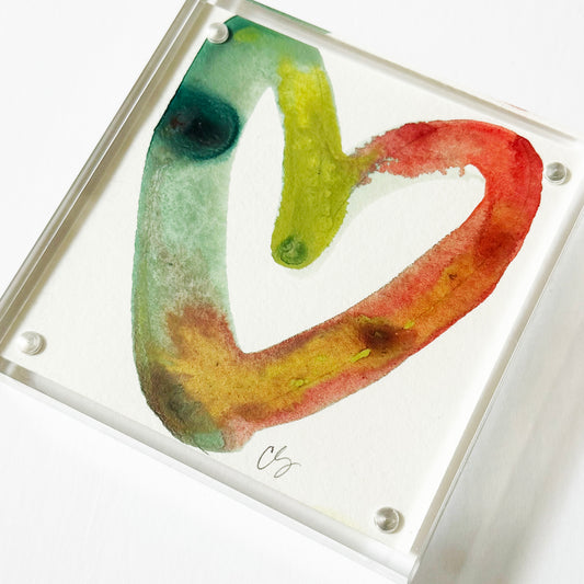 Acrylic Block Drippy Heart Painting