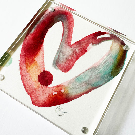 Acrylic Block Drippy Heart Painting