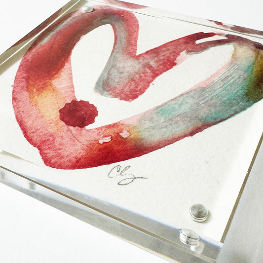 Acrylic Block Drippy Heart Painting