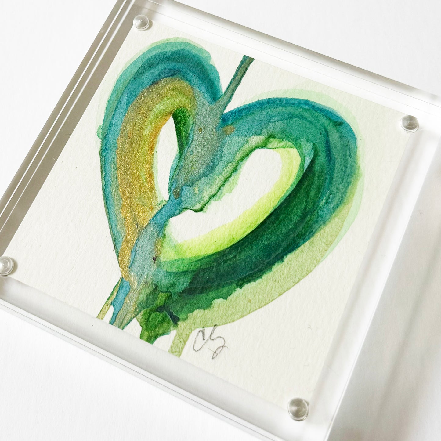 Acrylic Block Drippy Heart Painting