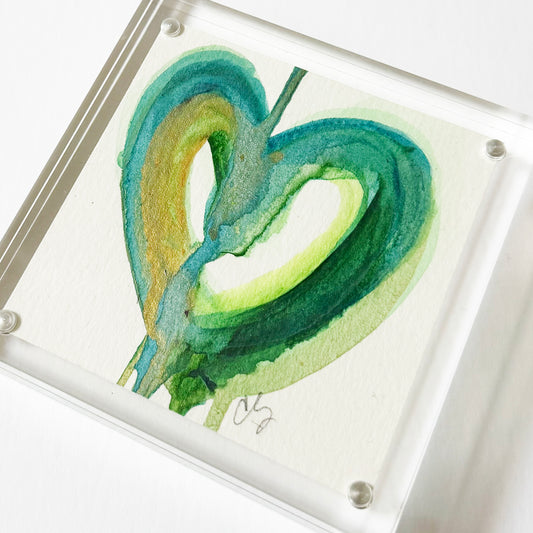 Acrylic Block Drippy Heart Painting