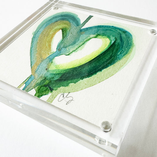 Acrylic Block Drippy Heart Painting