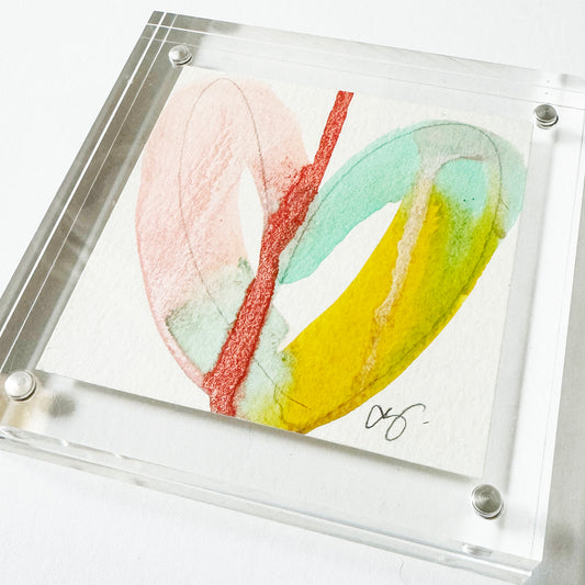 Acrylic Block Drippy Heart Painting