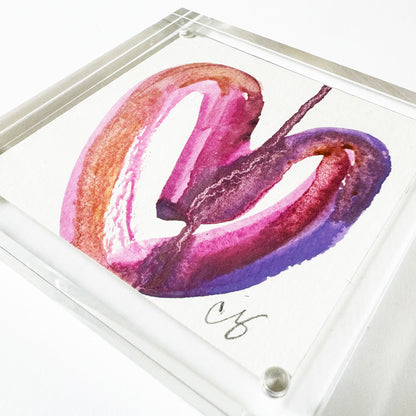 Acrylic Block Drippy Heart Painting