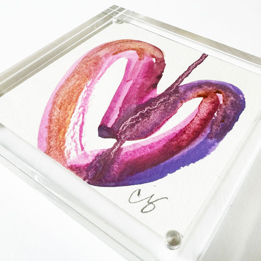 Acrylic Block Drippy Heart Painting