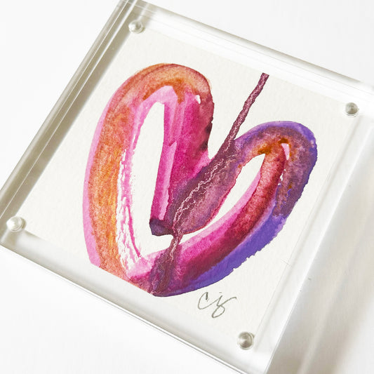 Acrylic Block Drippy Heart Painting