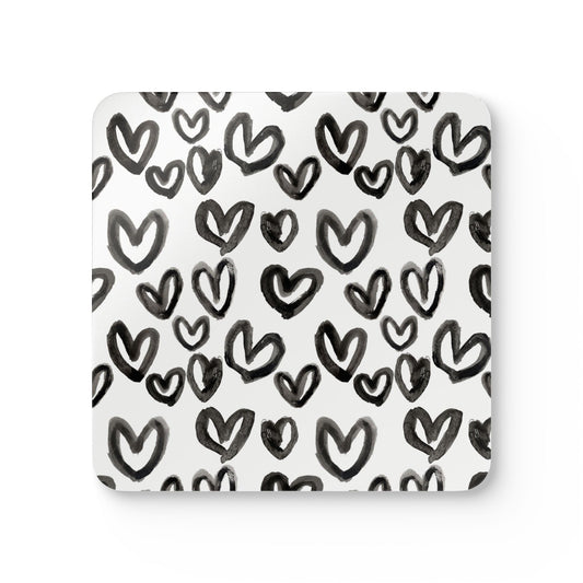 Heart Print Corkwood Coaster Set