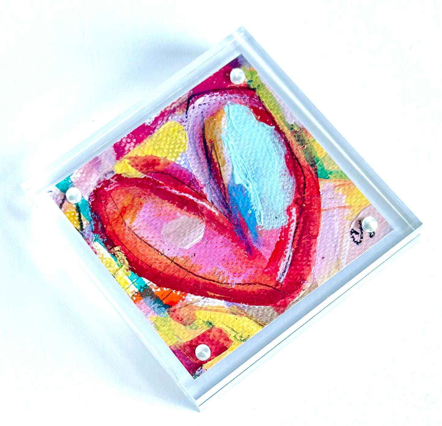 Acrylic Block Heart Painting: Loud Love (No. 6 of 10)