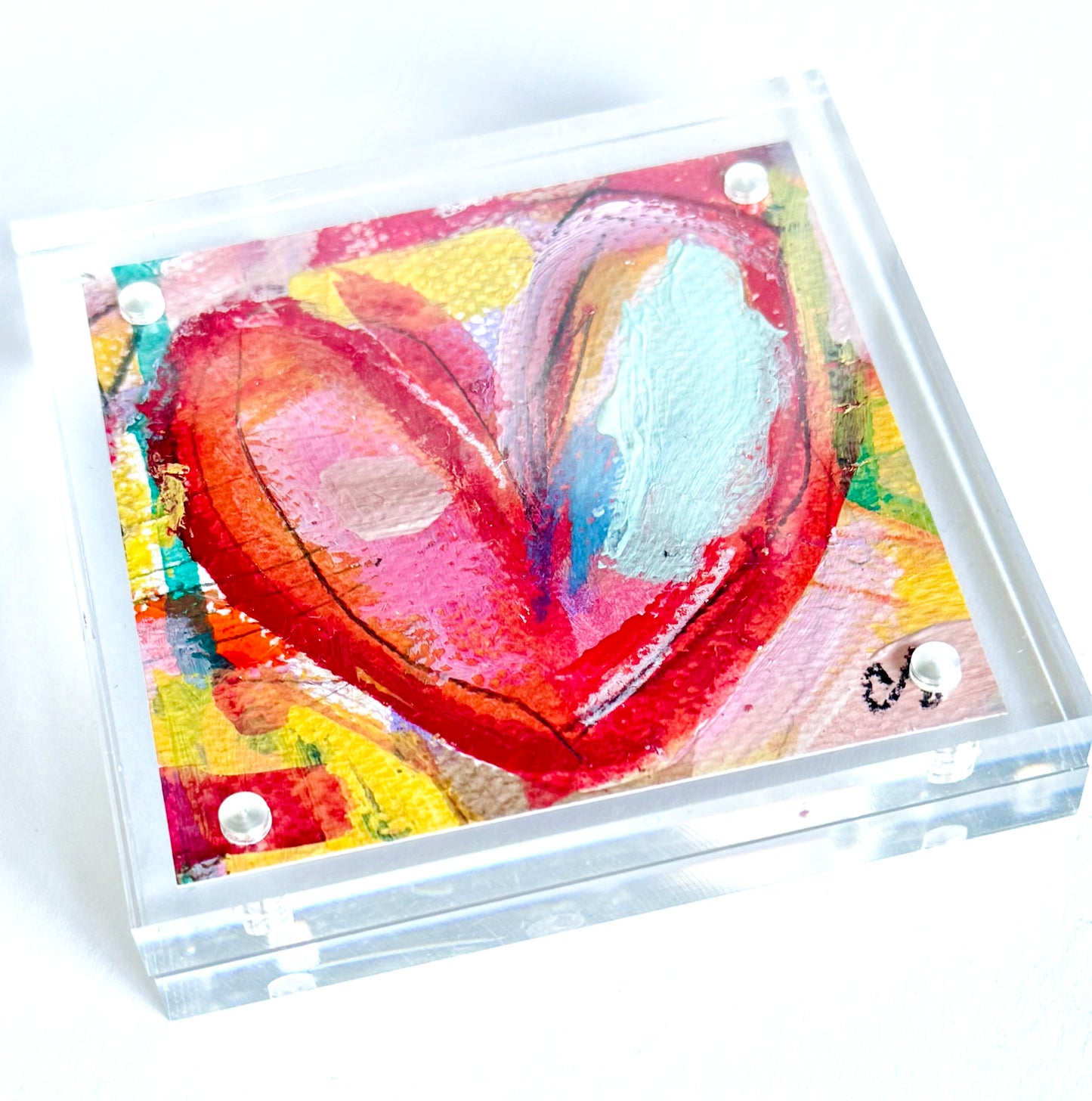 Acrylic Block Heart Painting: Loud Love (No. 6 of 10)