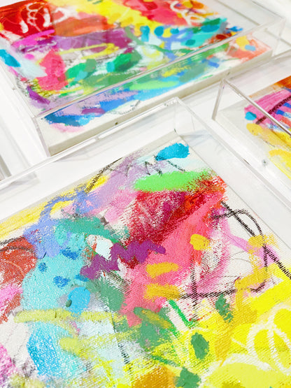 Fun Fete Abstract Paintings Acrylic Box Framed