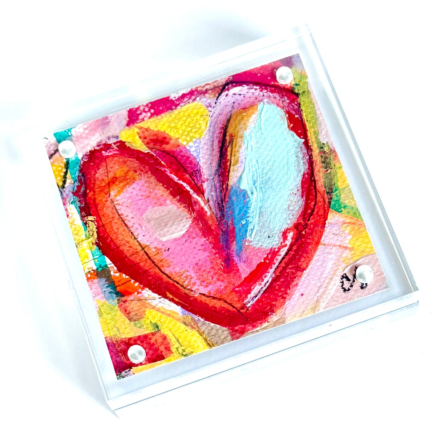 Acrylic Block Heart Painting: Loud Love (No. 6 of 10)