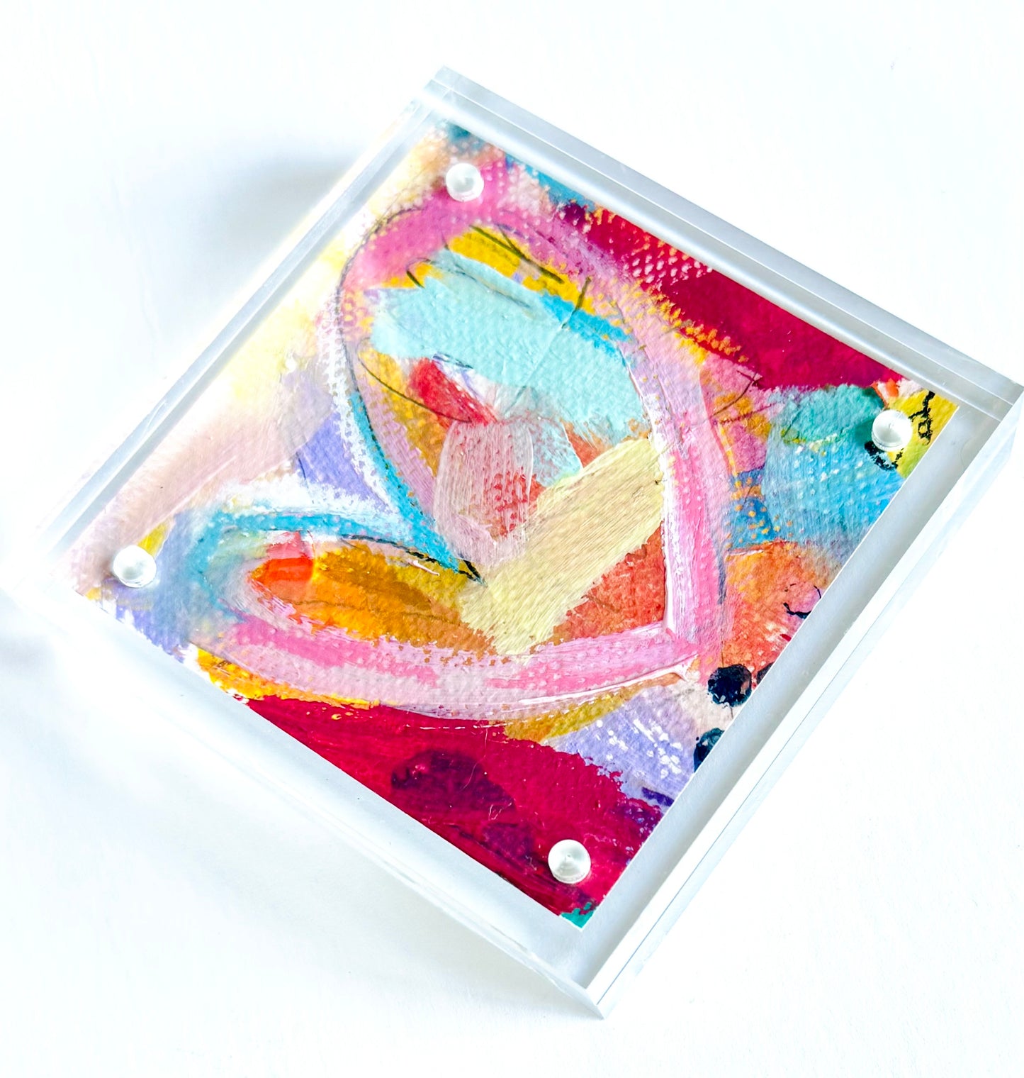 Acrylic Block Heart Painting: Loud Love (No. 7 of 10)