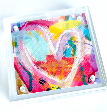 Acrylic Block Heart Painting: Loud Love (No. 3 of 10)